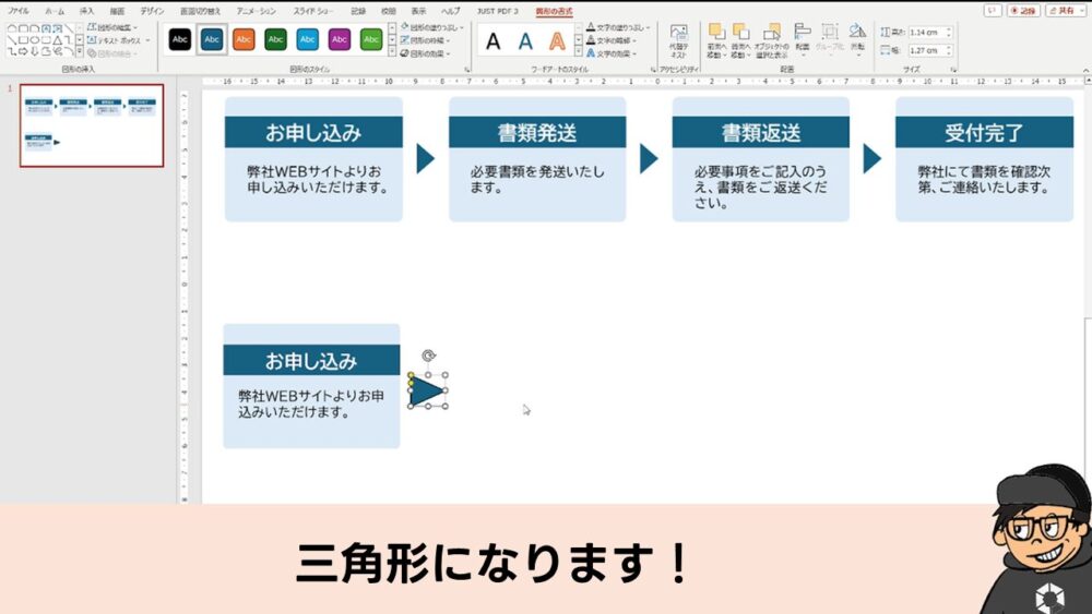 図解２－３　矢印が三角形になった様子